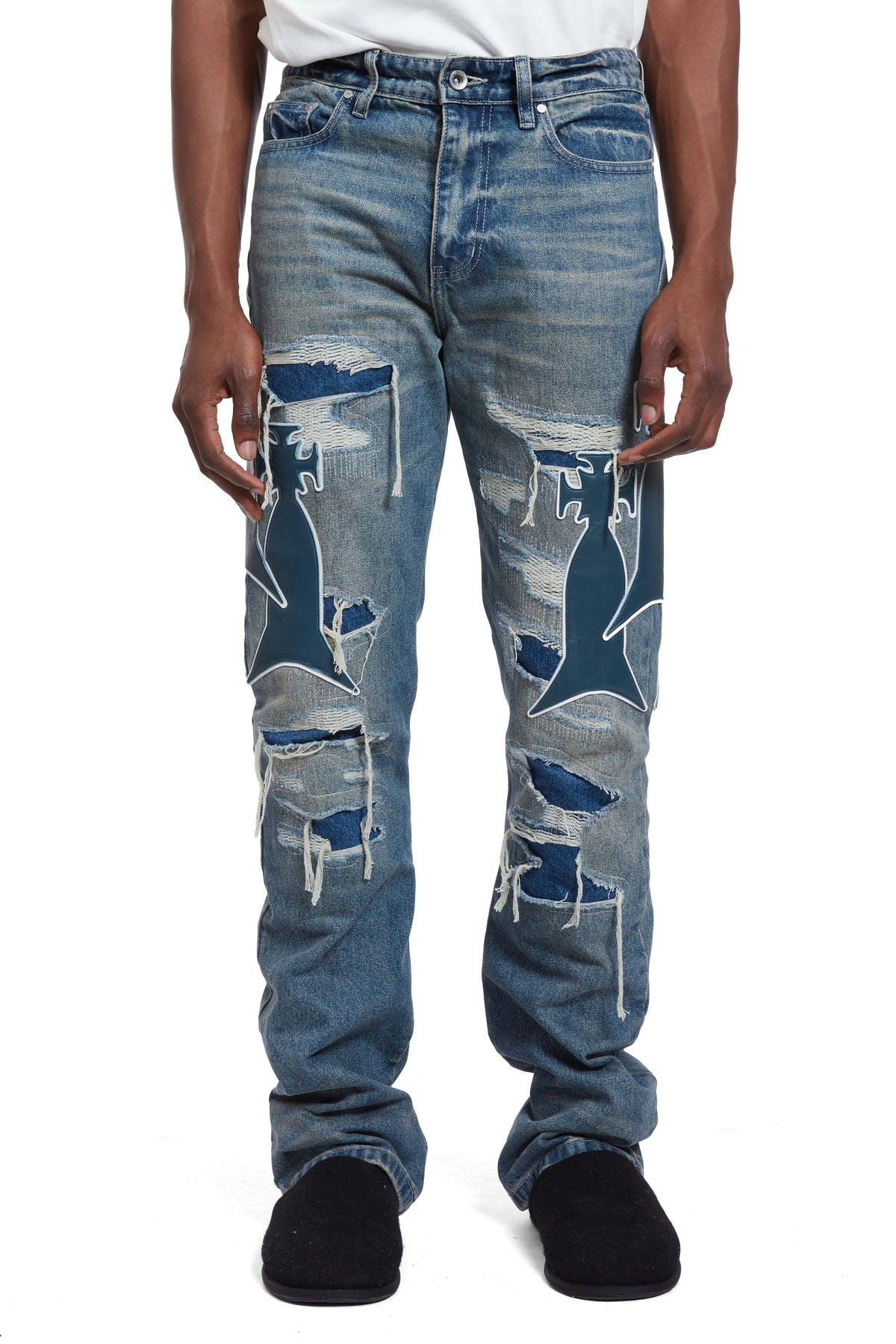 WHO DECIDES WAR SLIM FIT MEDIAN WASH WITH REPAIR — vista 3
