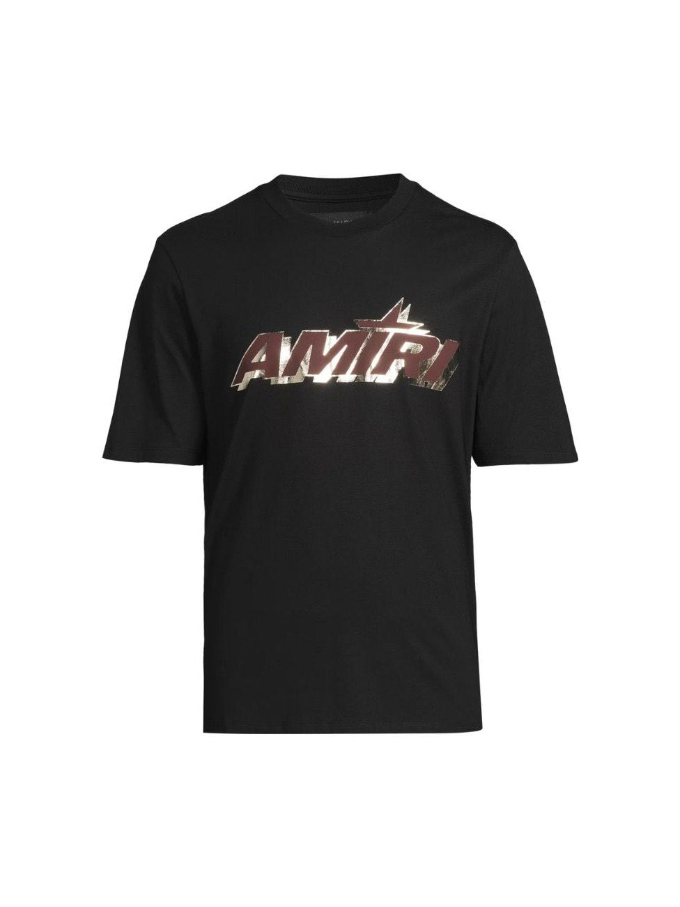 AMIRI STAGGERED LOGO BLACK MAROON T-SHIRT