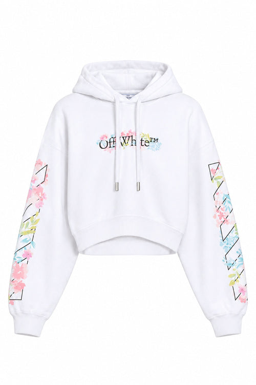 OFF WHITE FLOWER DIAGS HOODIE WHITE