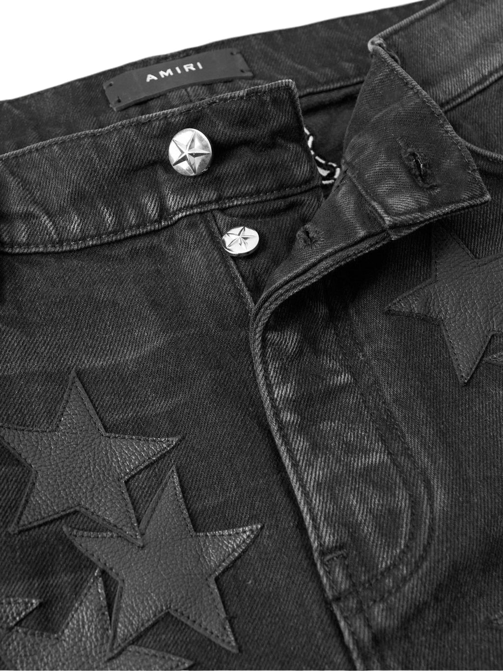 AMIRI CHEMIST CARPENTER STRAIGHT-LEG LEATHER-APPLIQUÉD JEANS
