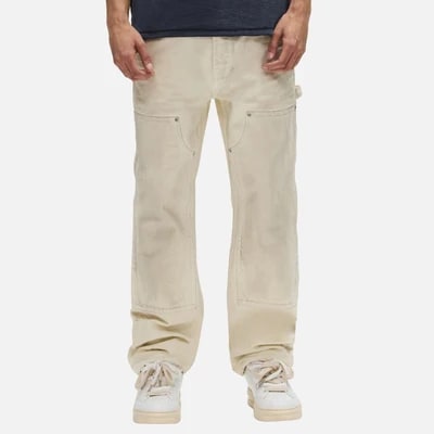 PURPLE BRAND WHITE CANVAS CARPENTER PANTS