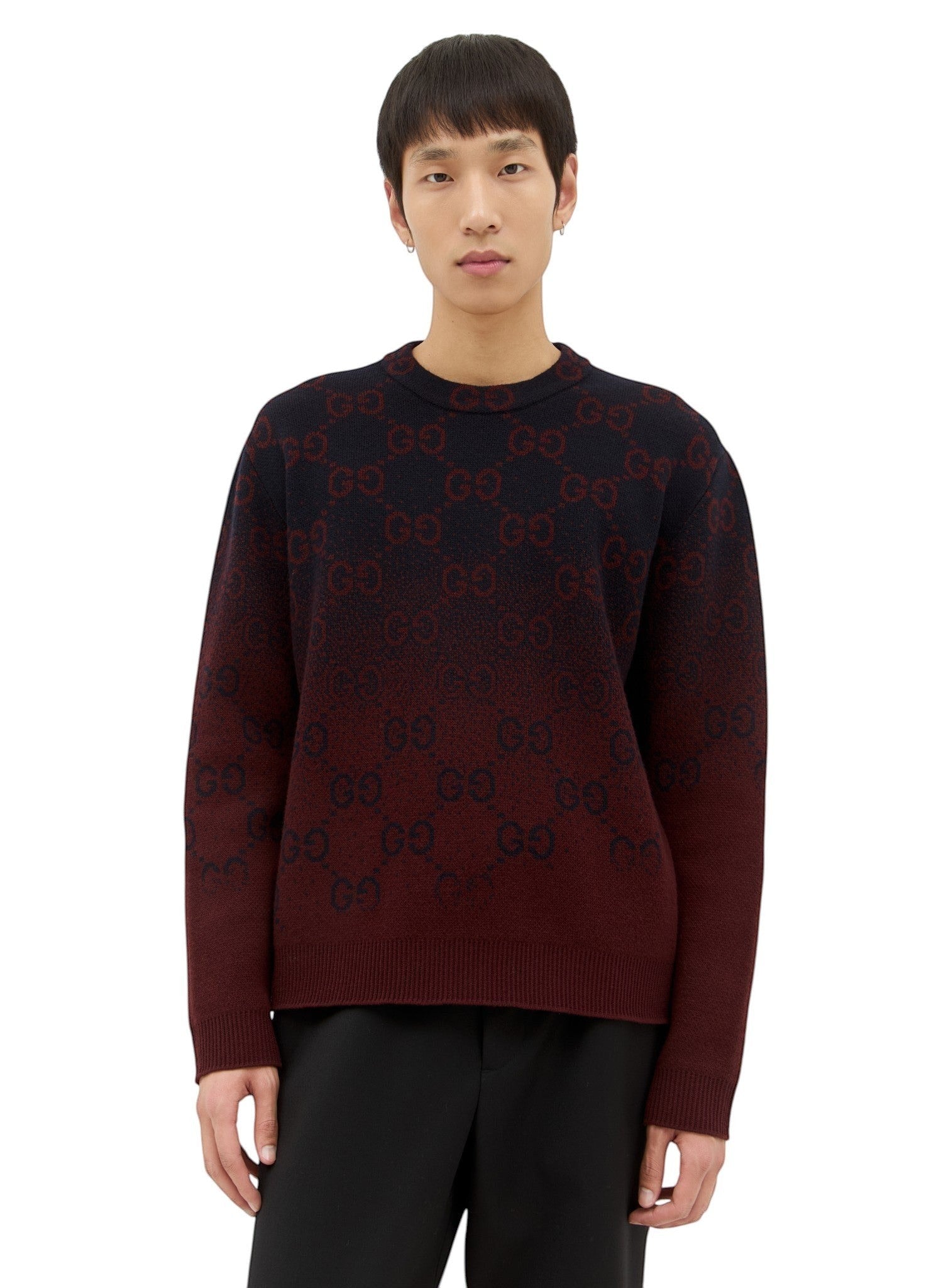 GUCCI GG DEGRADÉ WOOL JACQUARD SWEATER BURGUNDY