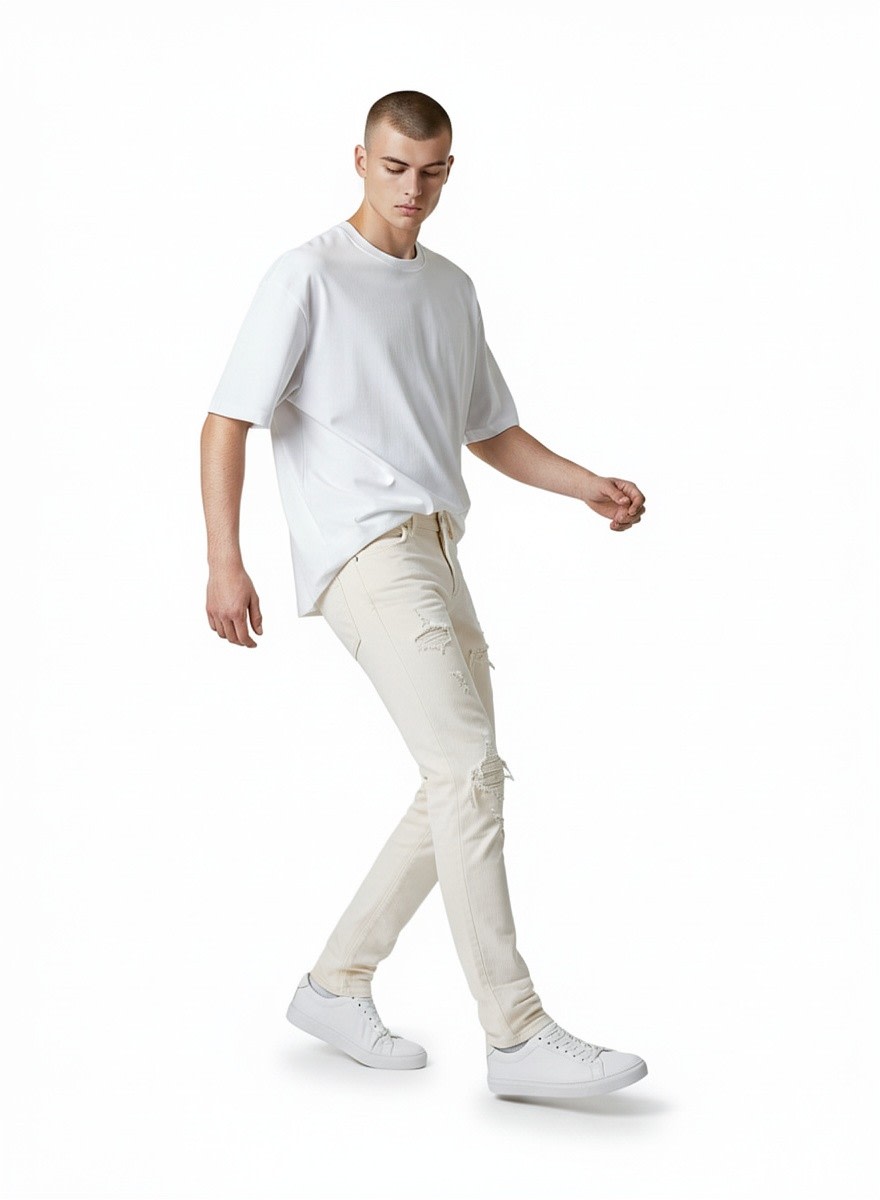AMIRI STRAIGHT DISTRESSED NATURAL JEANS
