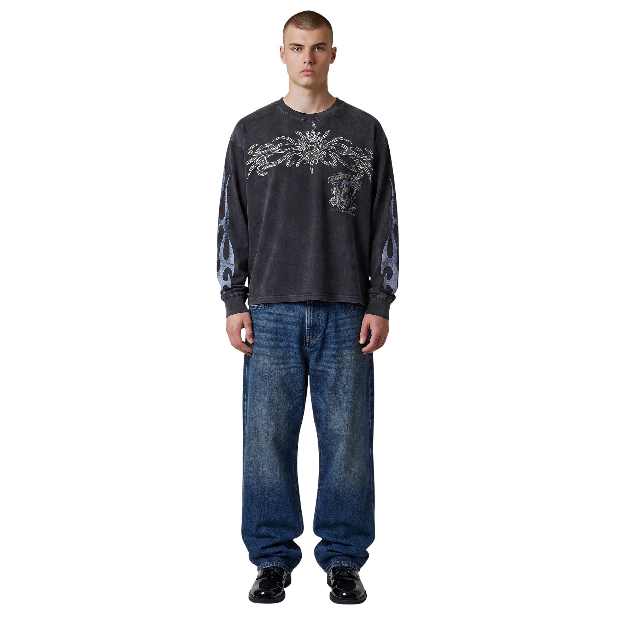 VALLEY BLING LONG SLEEVE T-SHIRT WASHED BLACK