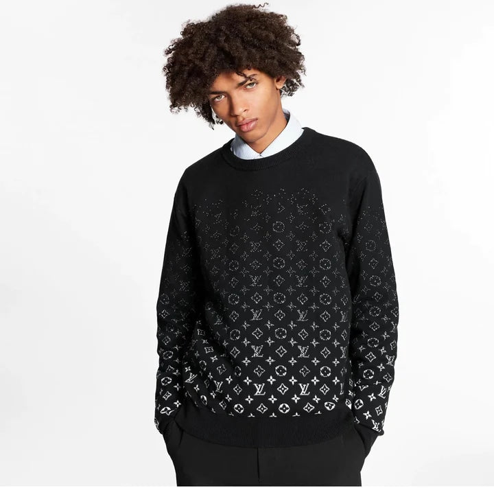 LOUIS VUITTON LVSE MONOGRAM DEGRADE SWEATER BLACK
