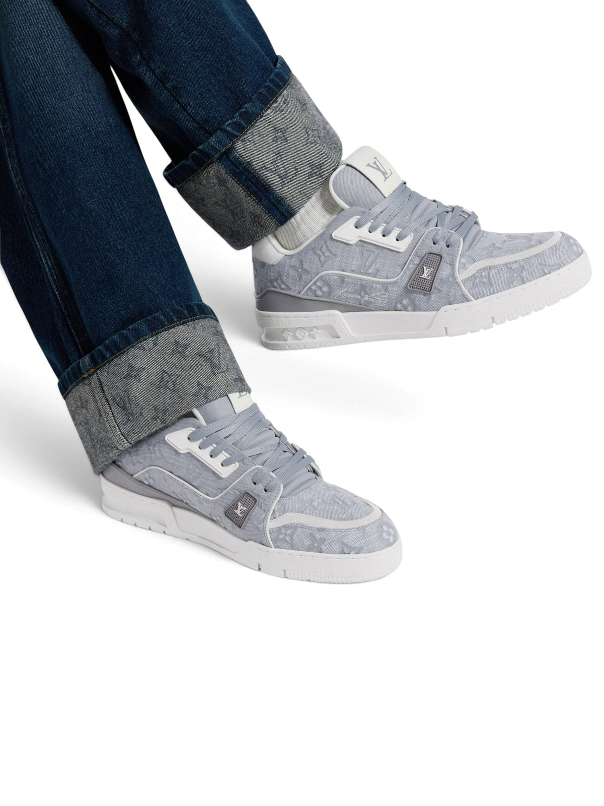 LOUIS VUITTON TRAINER MONOGRAM EMBOSSED GREY