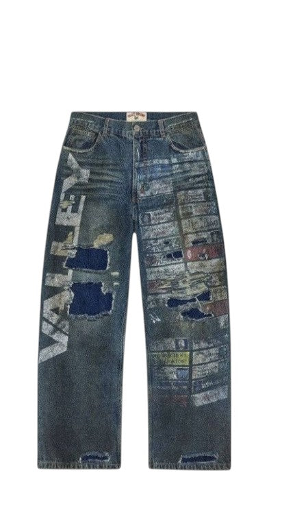VALLEY GLITCH DENIM JEANS BLUE