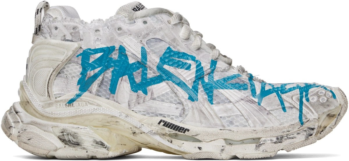BALENCIAGA RUNNER GRAFFITI WHITE BLUE