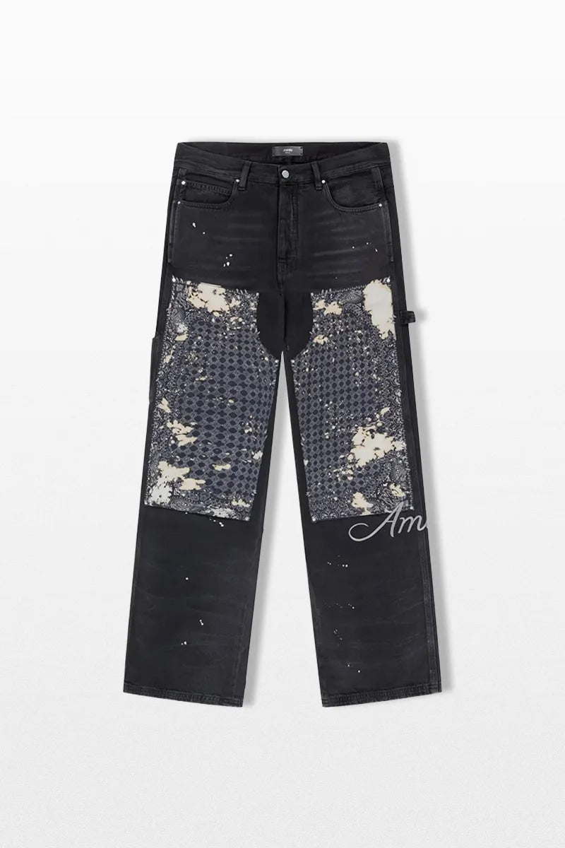 AMIRI CARPENTER BLEACH BANDANA  JEANS BLACK