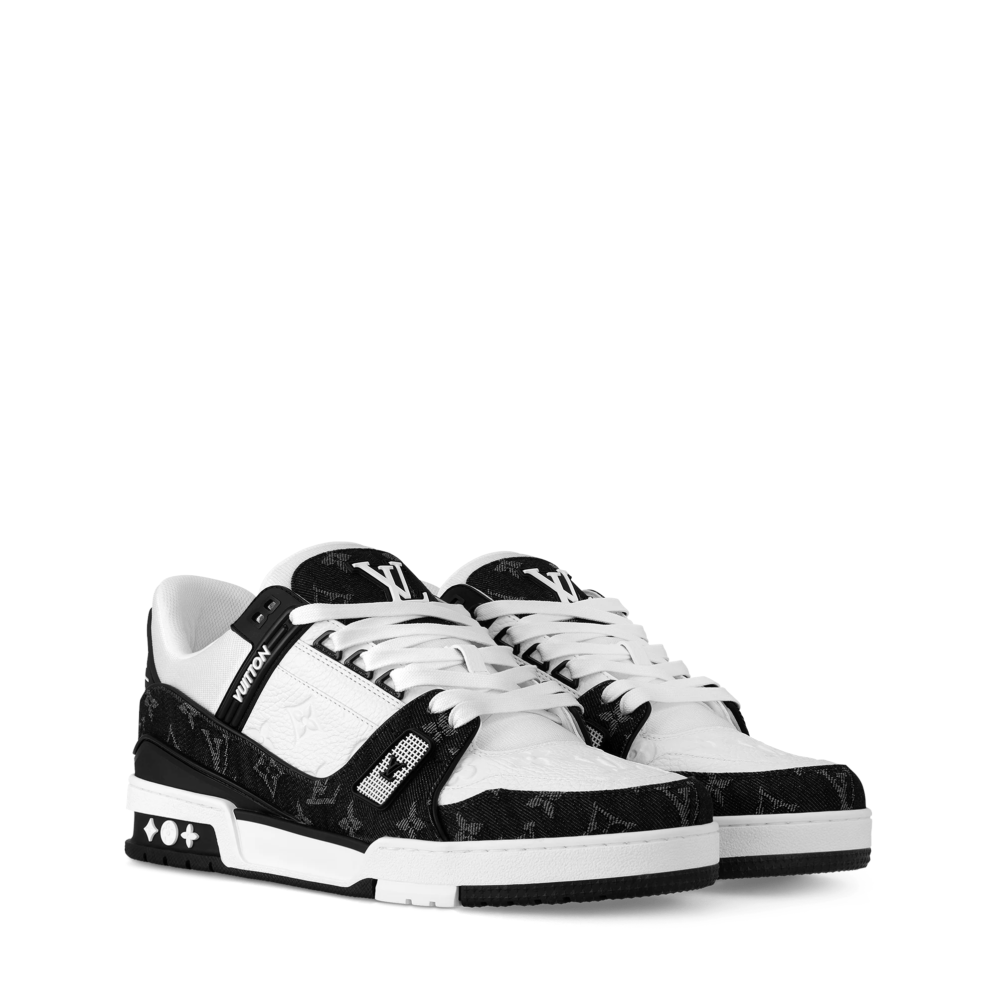 LOUIS VUITTON TRAINER MONOGRAM BLACK WHITE