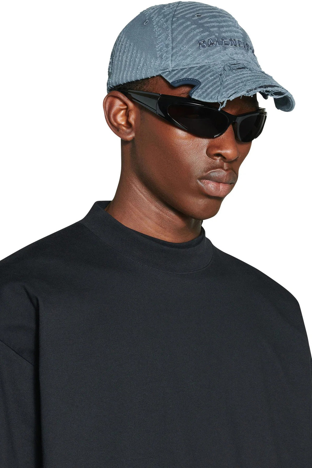BALENCIAGA DESTROYED LASER CAP DENIM