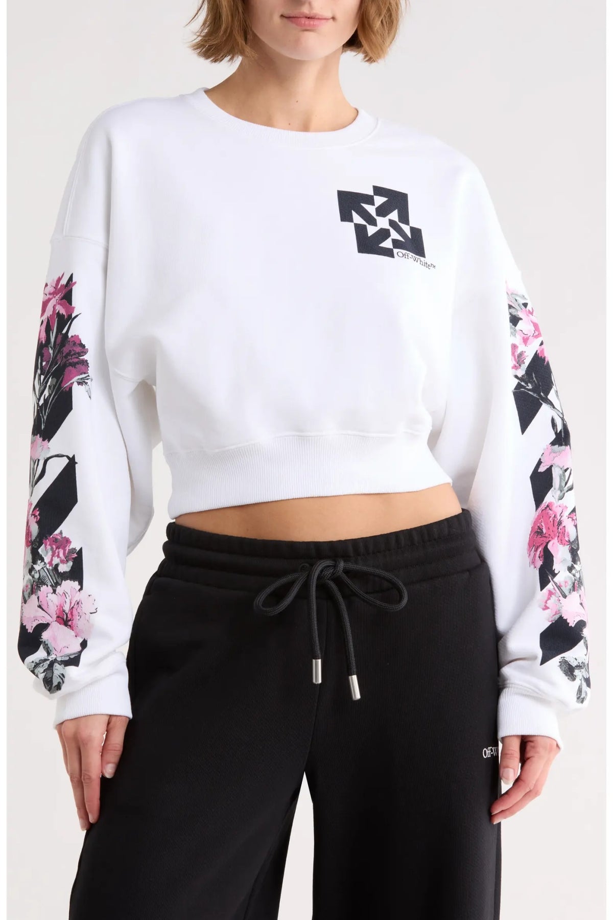 OFF WHITE FLORAL DIAGS CREWNECK WHITE