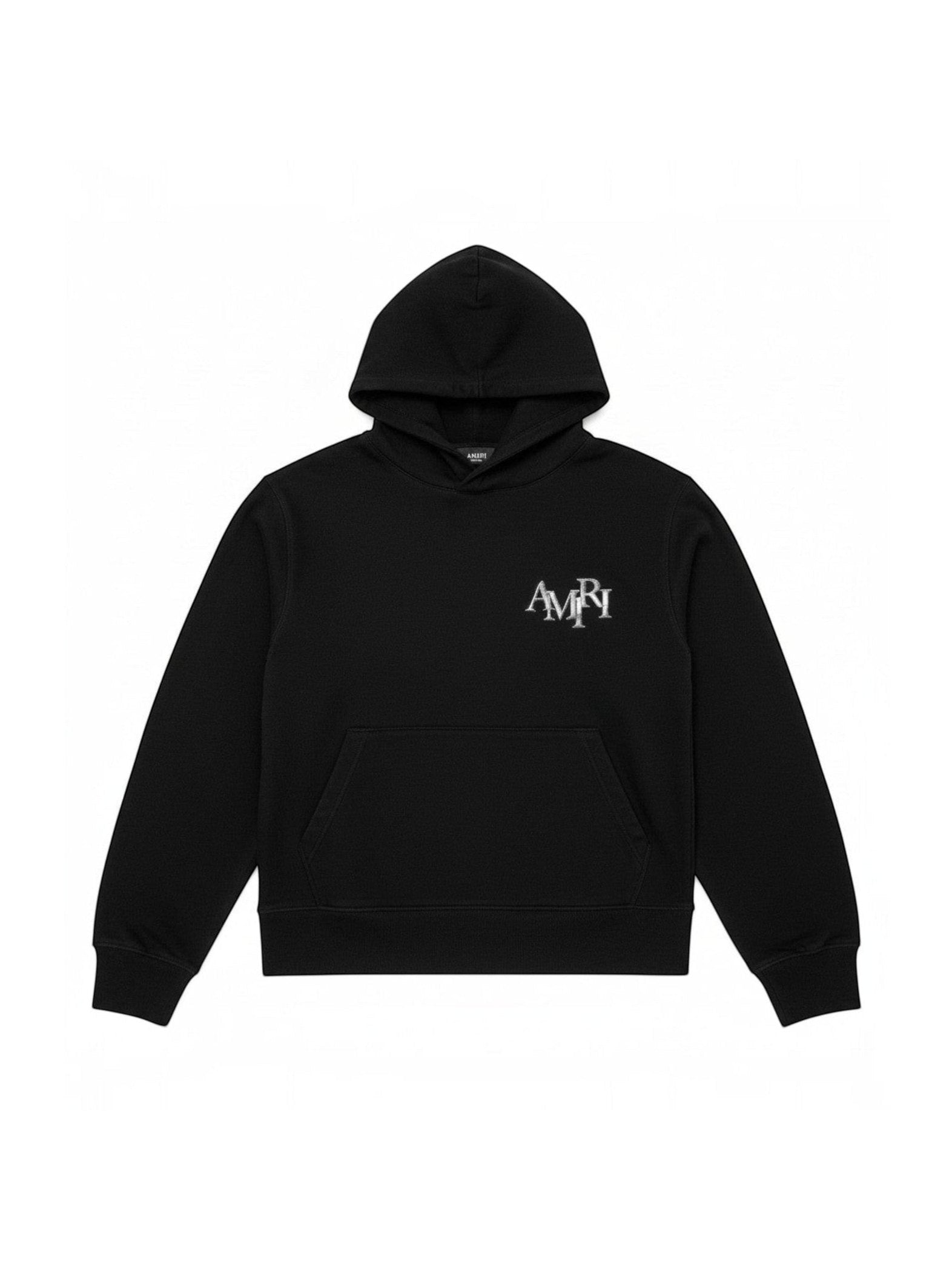 AMIRI STAGGERED METALLIC LOGO HOODIE BLACK