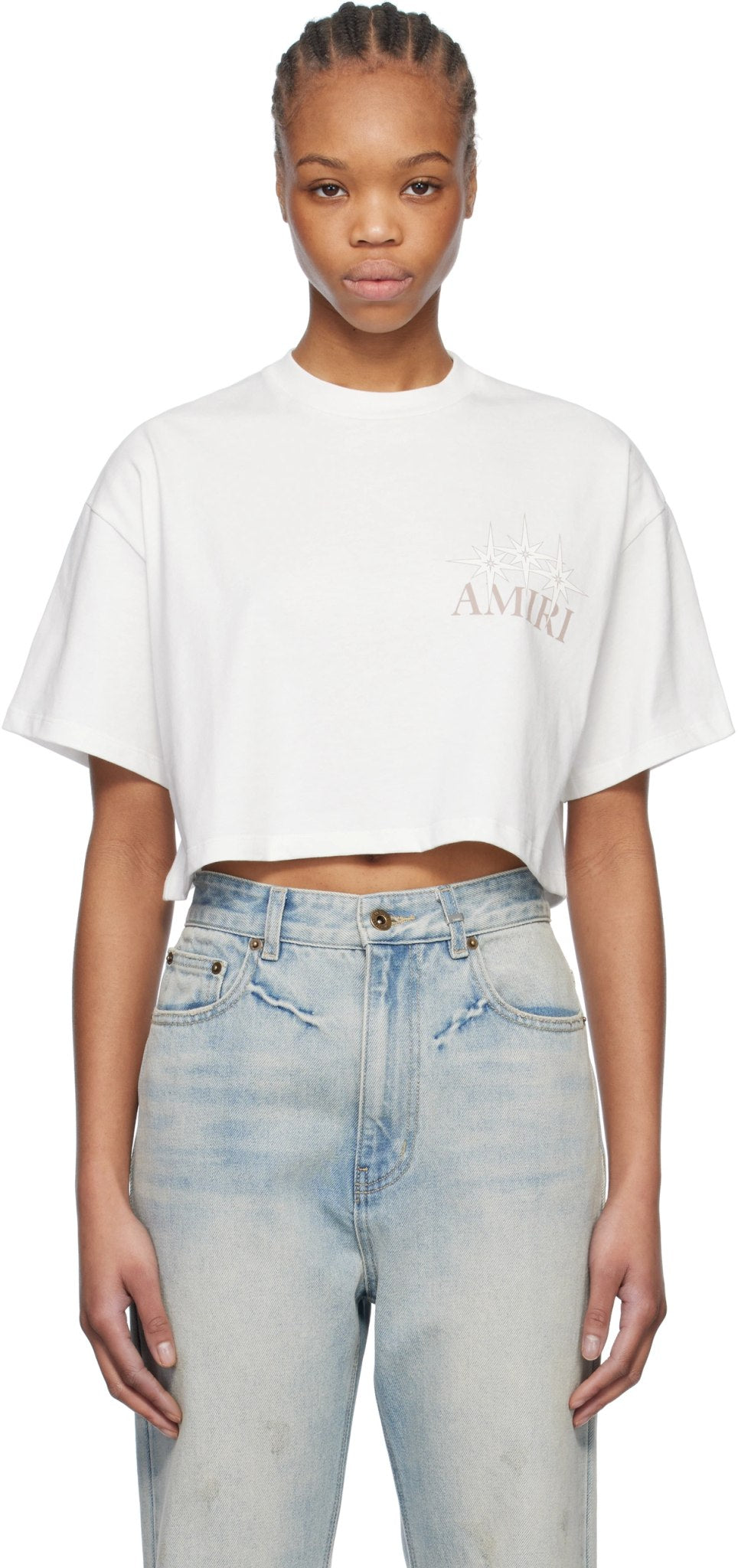AMIRI STARBURST CROPPED T-SHIRT IVORY