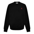 AMI PARIS BLACK CREWNECK RED HEART EMBROIDERED