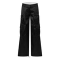 OFF-WHITE SATIN CARGO PANTS BLACK