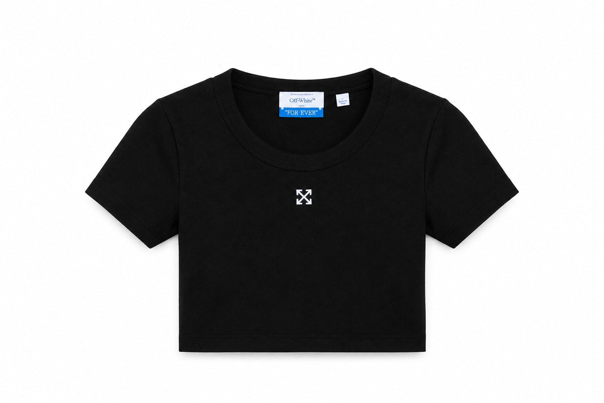 OFF WHITE RIBBED ARROW CROP T-SHIRT BLACK