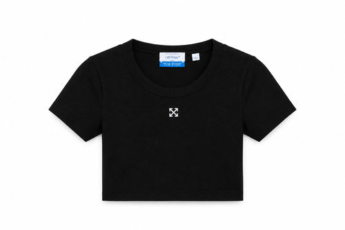 OFF WHITE RIBBED ARROW CROP T-SHIRT BLACK