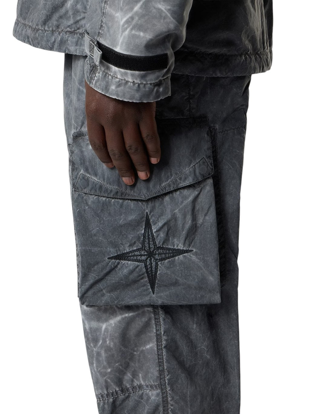 STONE ISLAND UNEVEN PIGMENT DYED NYLON SMERIGLIATO NYLON CANVAS
