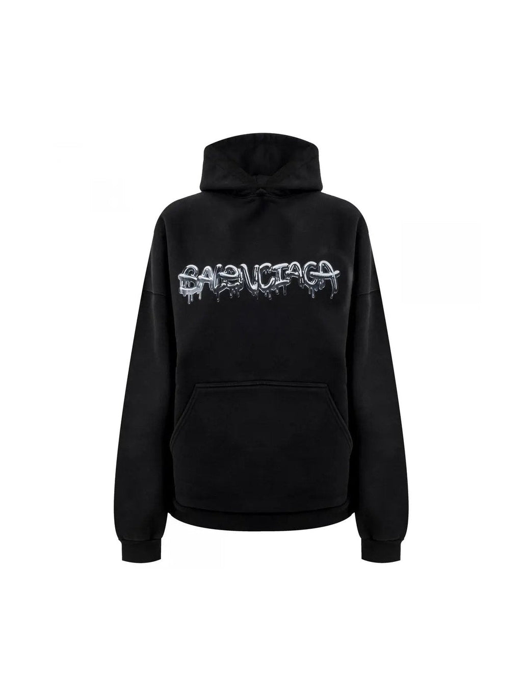 BALENCIAGA LIQUID METAL LOGO HOODIE BLACK