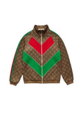GUCCI GG MONOGRAM LOGO BROWN STRIPED JACKET
