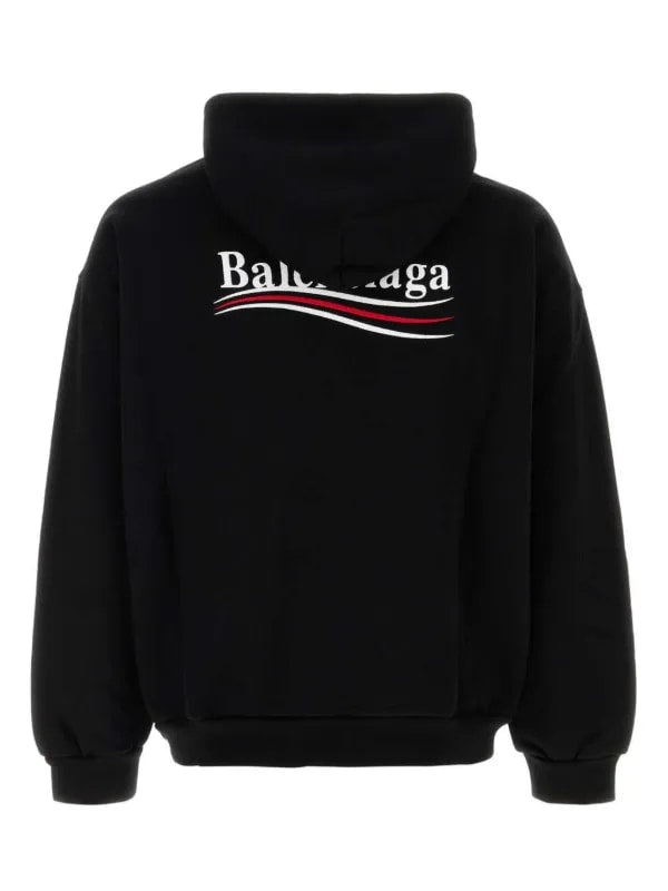 BALENCIAGA POLITICAL CAMPAIGN LOGO OVERSIZED HOODIE BLACK