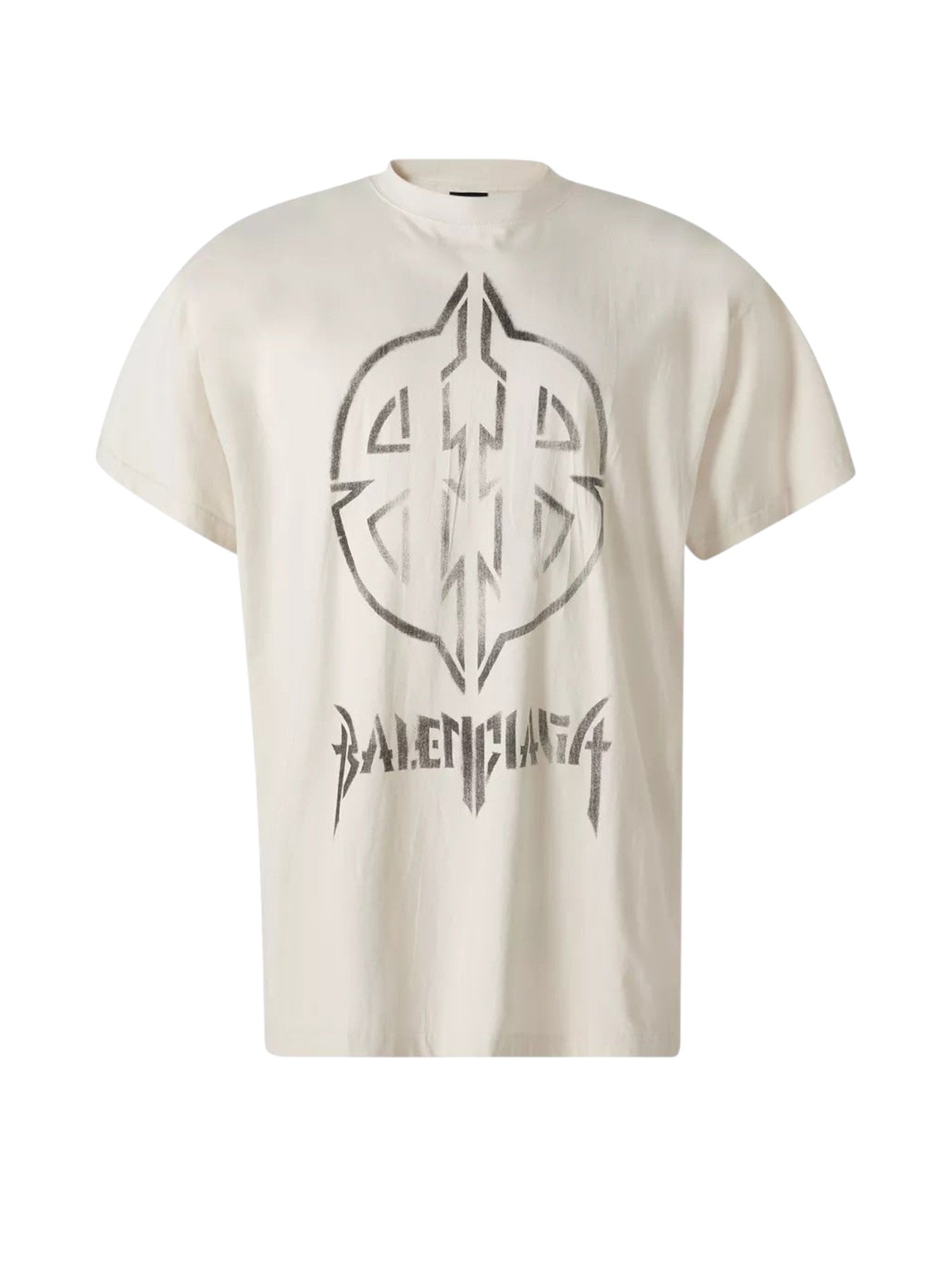 BALENCIAGA METAL BB STENCIL T-SHIRT BEIGE