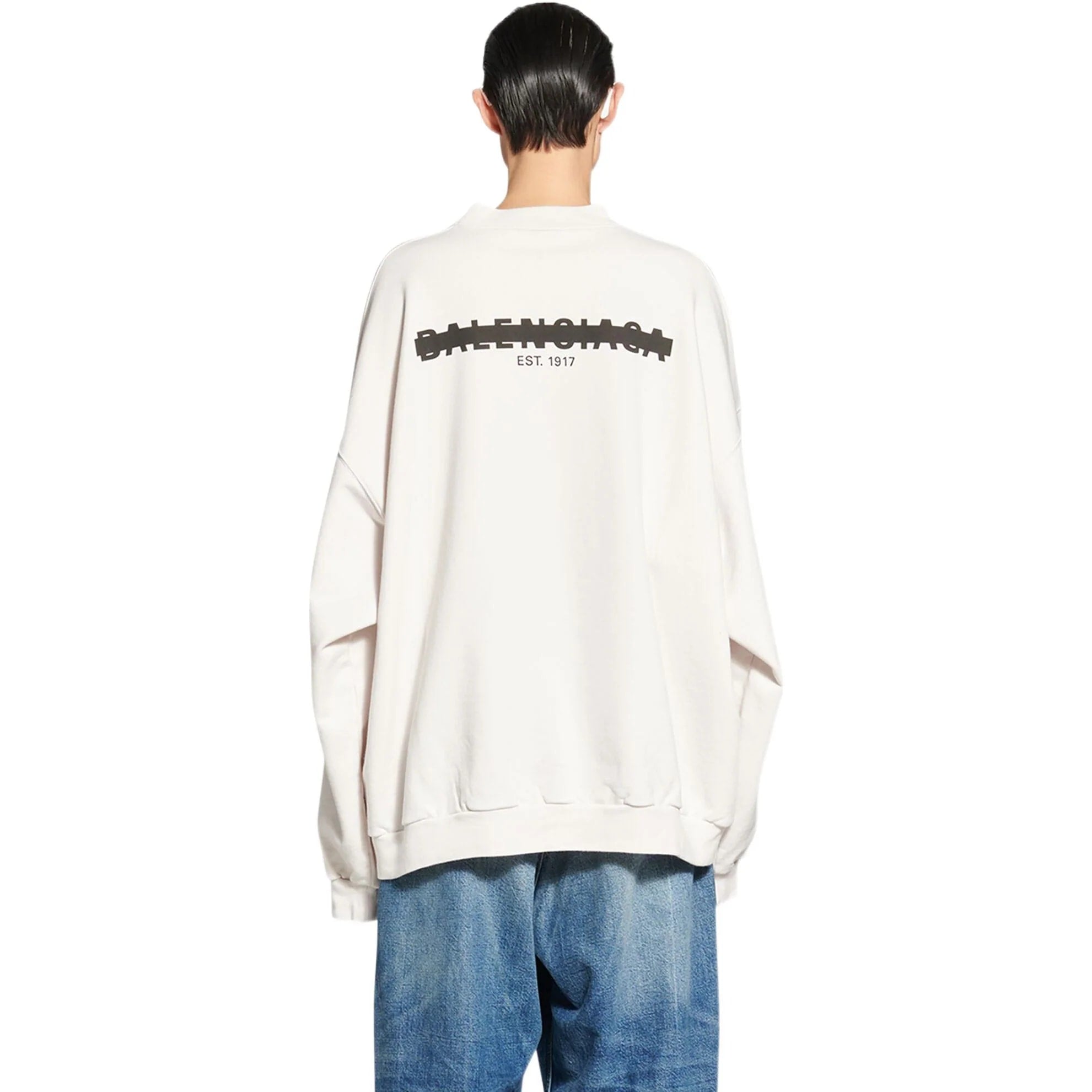 BALENCIAGA STRIKER LOGO WHITE CREWNECK