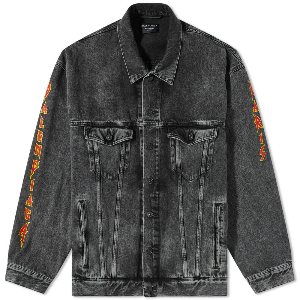 BALENCIAGA METAL BACK LOGO DENIM OVERSIZED JACKET