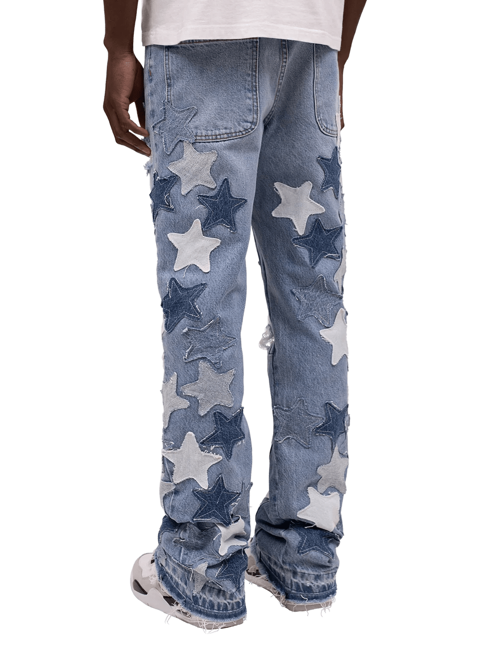 REPUTATION STARS FLARED DENIM PANTS LIGHT STONE