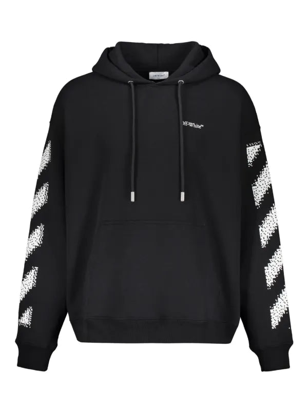 OFF WHITE PIXEL DIAGONAL SKATE HOODIE BLACK