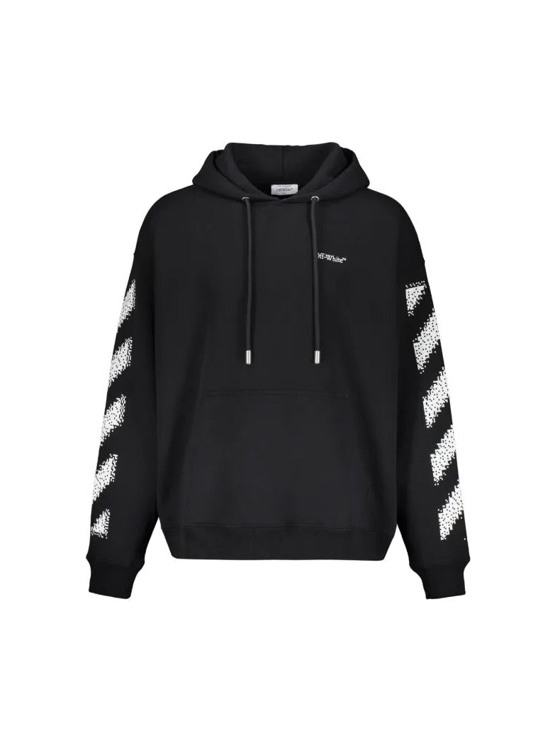 OFF WHITE PIXEL DIAGONAL SKATE HOODIE BLACK