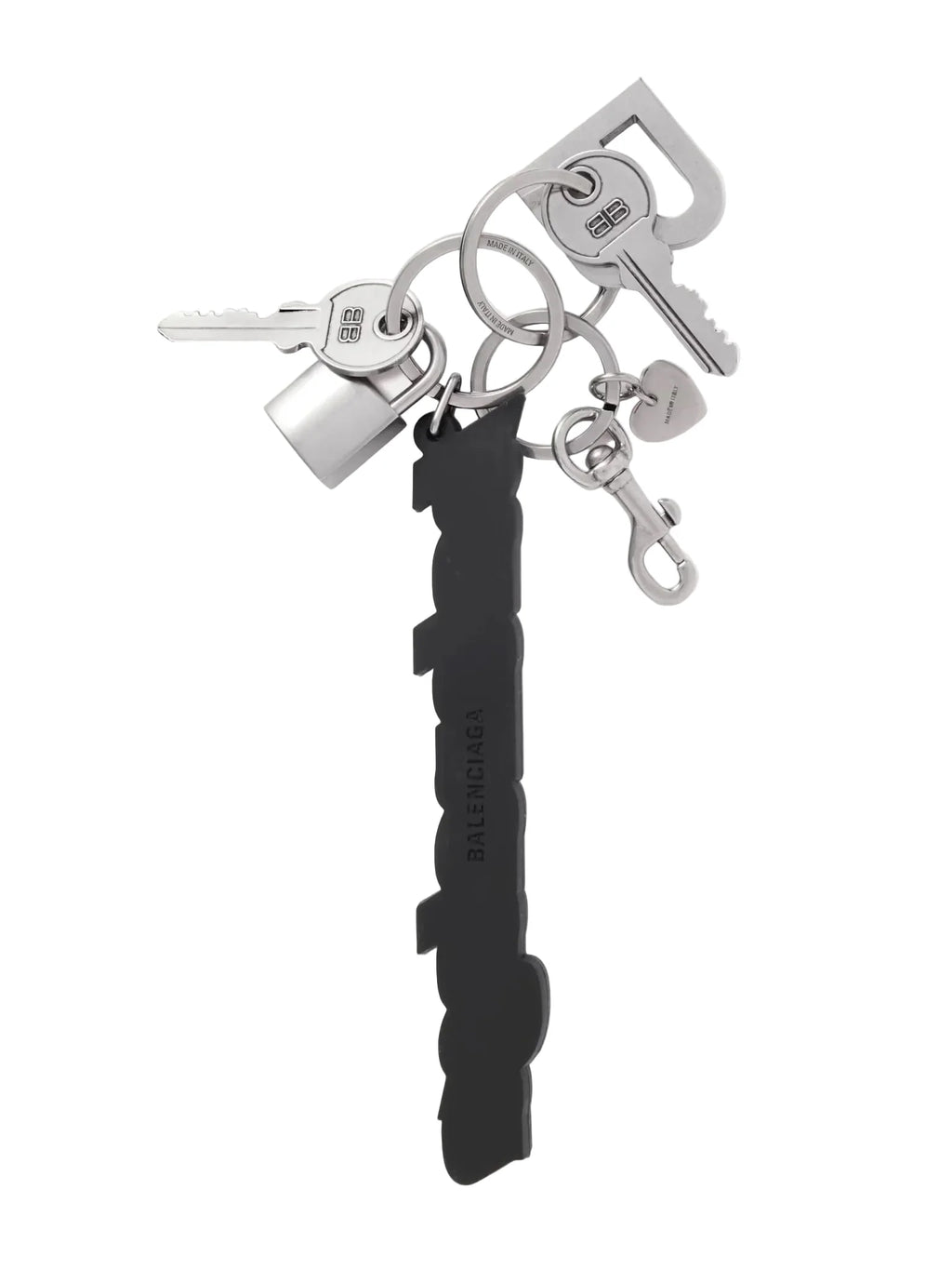 BALENCIAGA PALOMA LEATHER AND SILVER- AND GOLD-TONE KEYRING