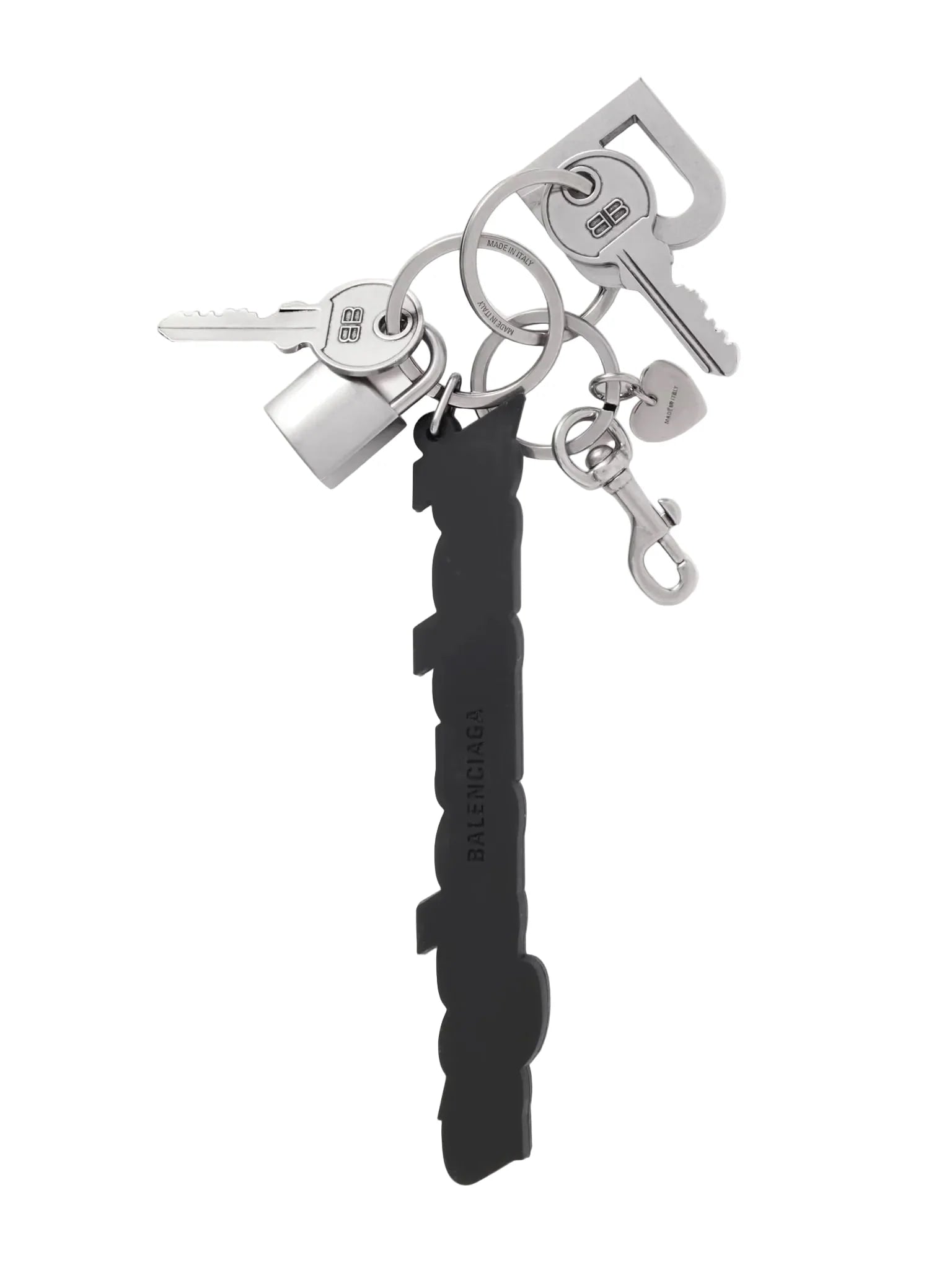 BALENCIAGA PALOMA LEATHER AND SILVER- AND GOLD-TONE KEYRING