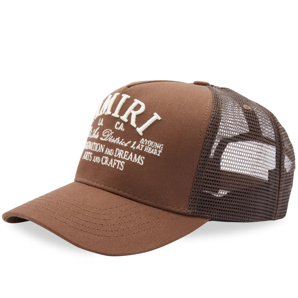 AMIRI ARTS DISTRICT TRUCKER HAT BROWN
