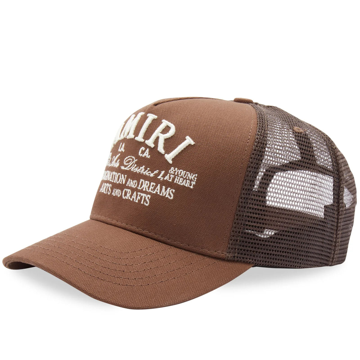 AMIRI ARTS DISTRICT TRUCKER HAT BROWN