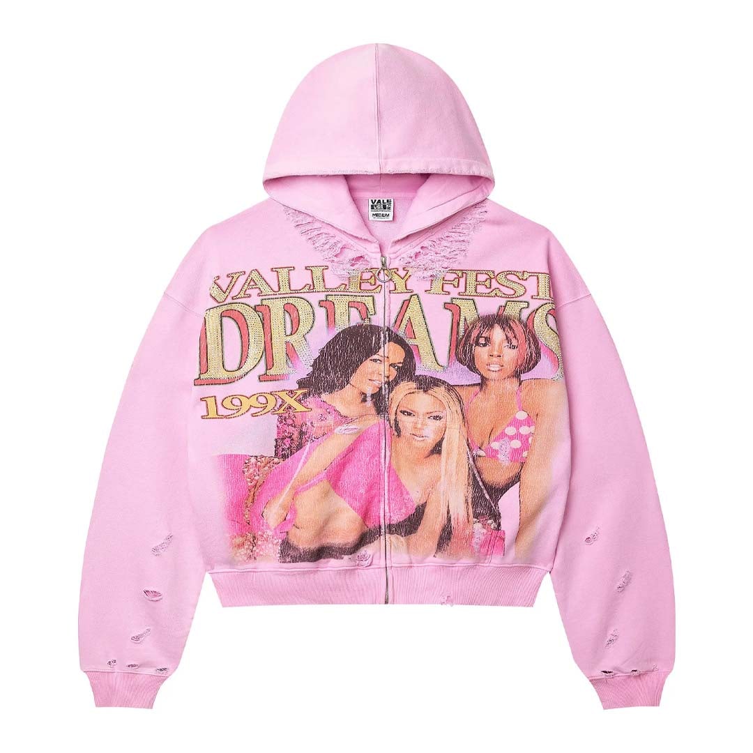 VALLEY DREAMS 199X ZIP UP HOODIE PINK
