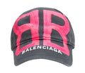 BALENCIAGA BB SPRAYED PRINTED BASEBALL CAP PINK WASHED BLACK