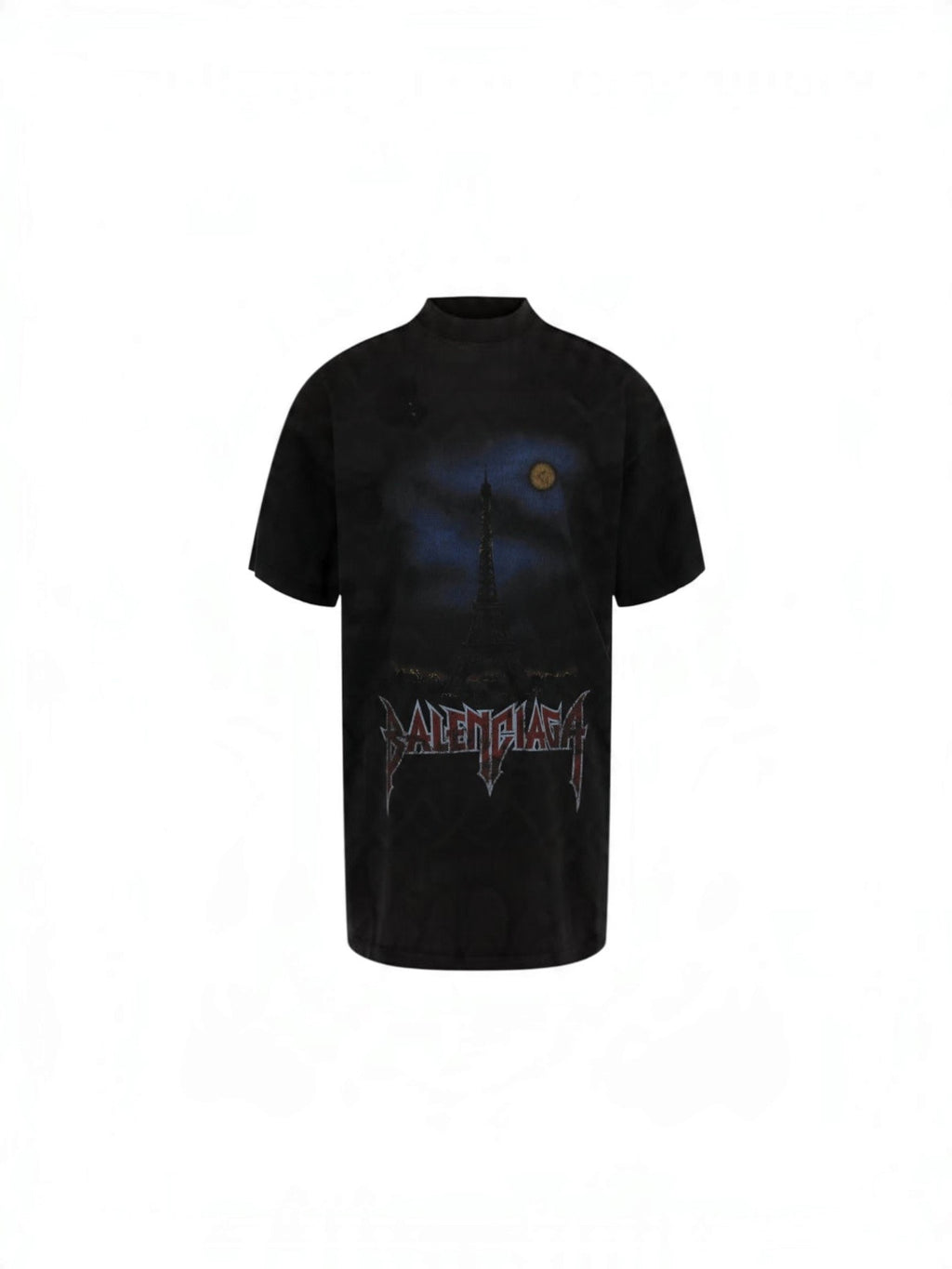 BALENCIAGA PARIS MOON DOUBLE FRONT T-SHIRT WASHED BLACK