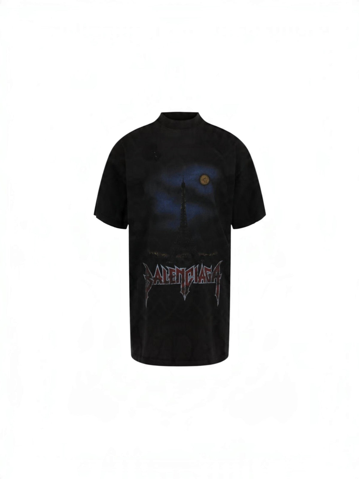 BALENCIAGA PARIS MOON DOUBLE FRONT T-SHIRT WASHED BLACK