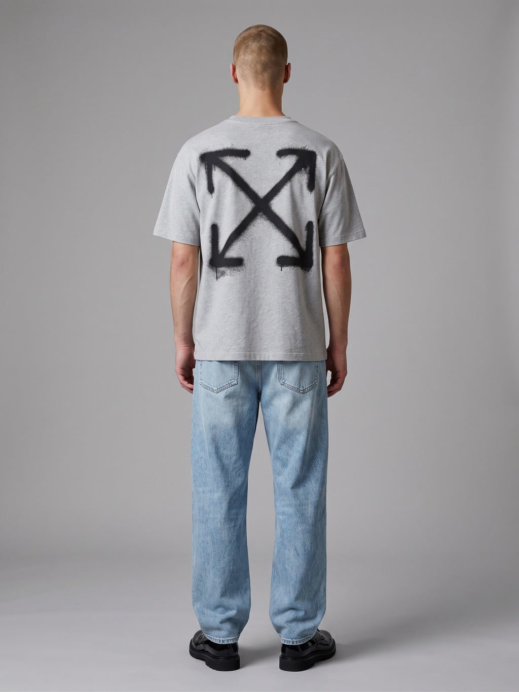 OFF WHITE SPRAY CAN ARROW SLIM TEE GREY