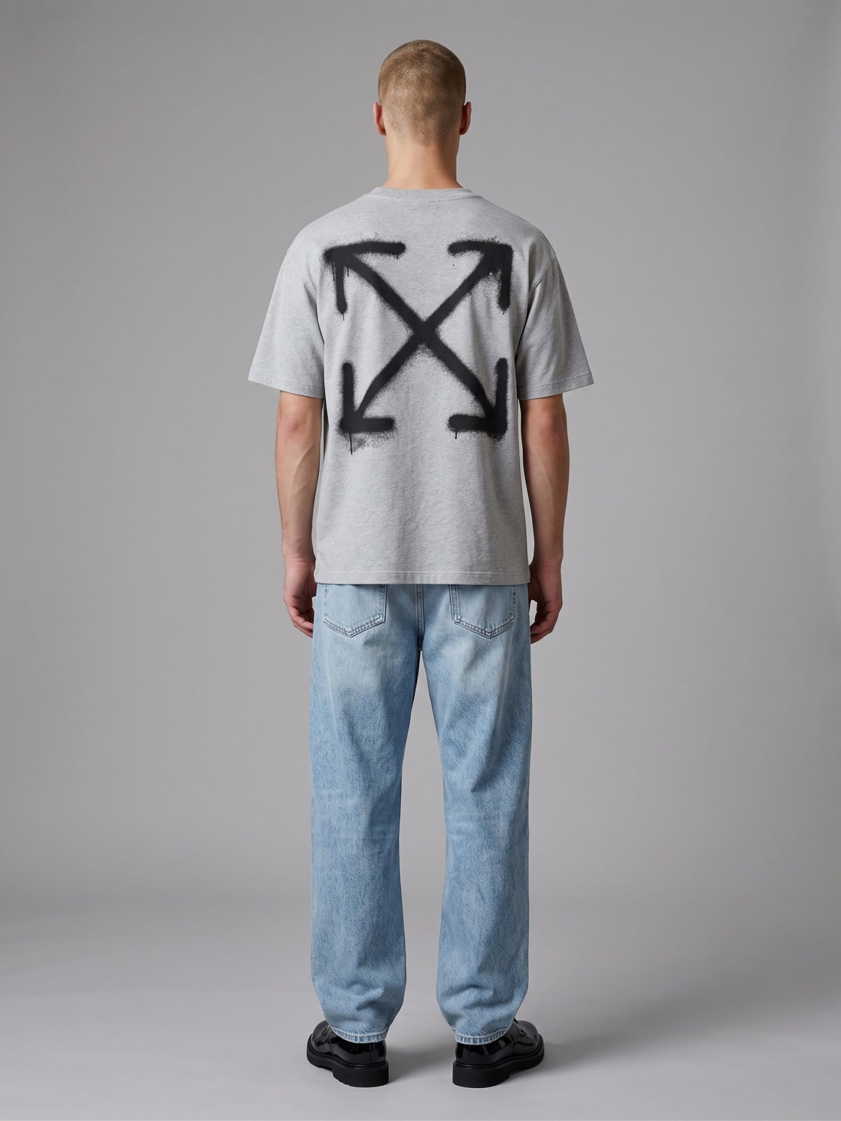 OFF WHITE SPRAY CAN ARROW SLIM TEE GREY