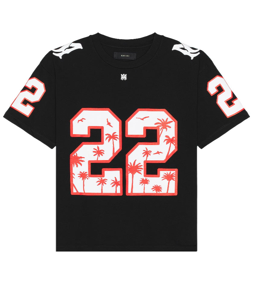 AMIRI OVERSIZE 22 FOOTBALL T-SHIRT BLACK