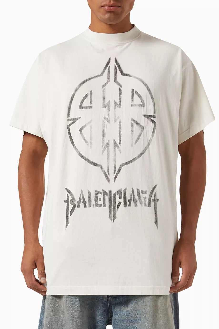 BALENCIAGA METAL BB STENCIL T-SHIRT BEIGE