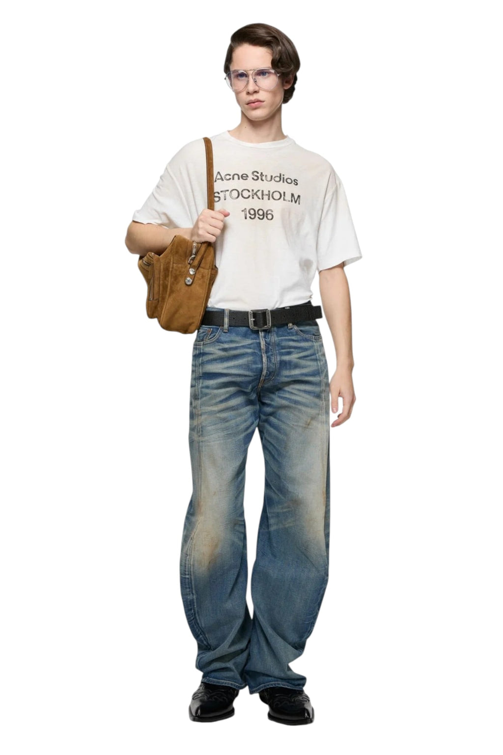 ACNE STUDIOS DUSTY WHITE SPRAYED 1996 LOGO T-SHIRT