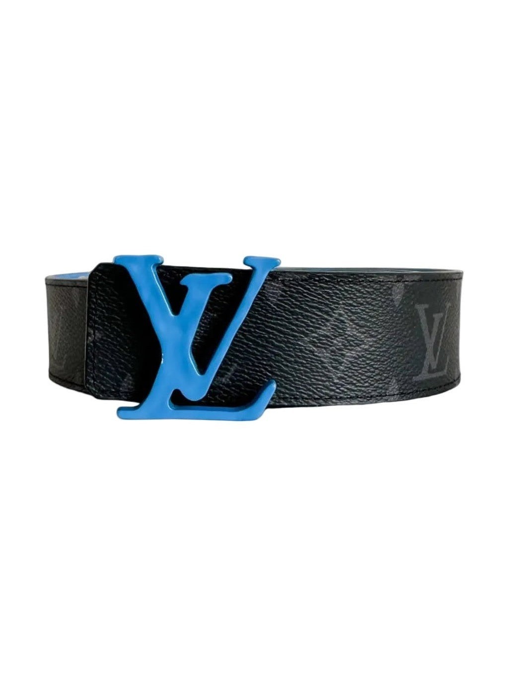 LOUIS VUITTON BLUE INITIALS LV ECPLISE BELT BLACK
