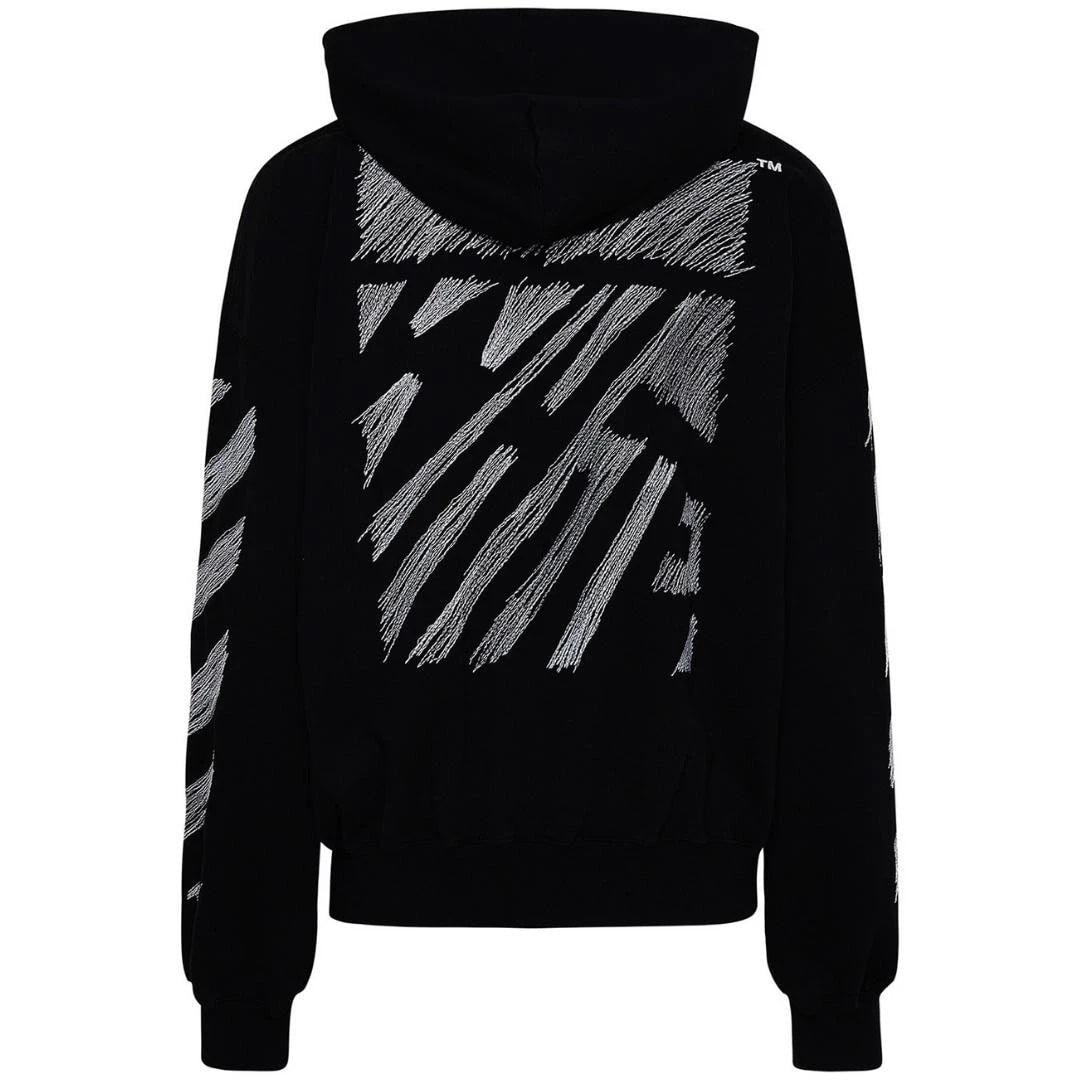 OFF WHITE SCRIBBLE DIAG BOXY HOODIE BLACK