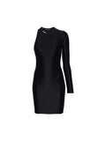 BALENCIAGA ASYMMETRIC MINI DRESS BLACK WOMENS