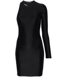 BALENCIAGA ASYMMETRIC MINI DRESS BLACK WOMENS