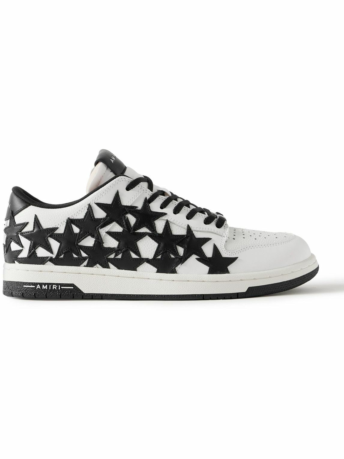 AMIRI STARS LOW APPLIQUÉD LEATHER WHITE BLACK